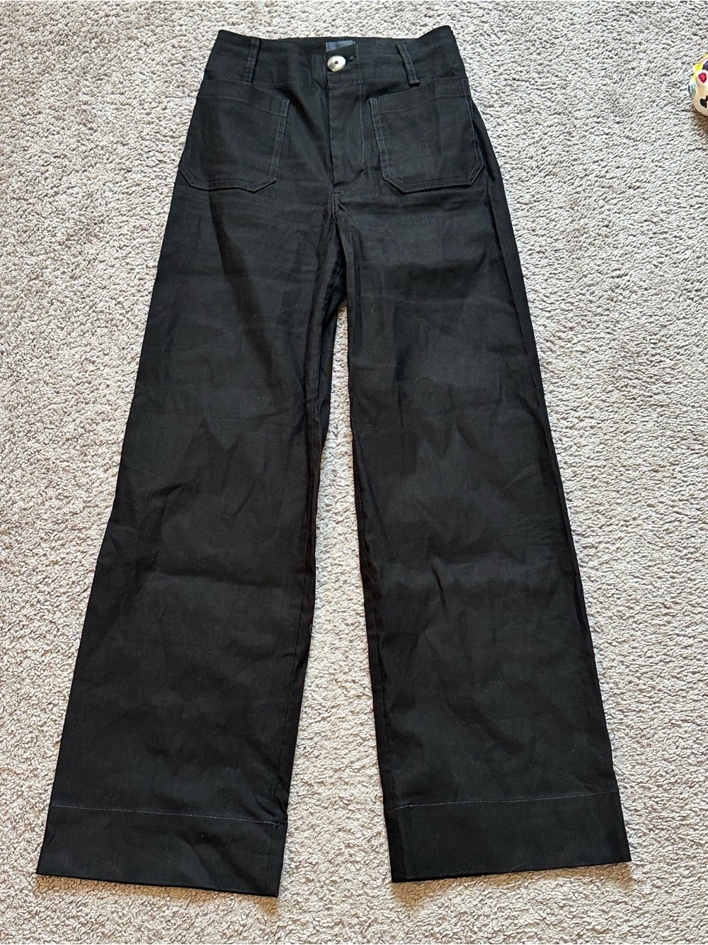 Maeve The Colette Anthropologie Women's Black High Rise Wide-Leg Pants Pocket 25